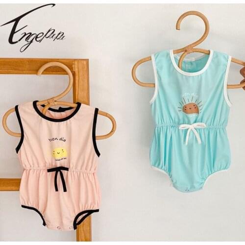 Engepapa Newborn Baby Girls Cartoon Printing Cotton Sleeveless Jumpsuit Summer Toddler Baby Girl Romper Infant Baby Clothes