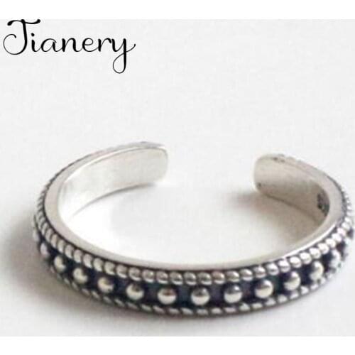 JIANERY Simple Round Beads Rings For Women Engagement Statement Finger Ring joyas de plata