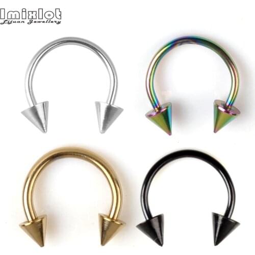 5pcs Spike Septum Piercing Real Stainless Steel Nose Septum Ring For Men Women Cartilage Earrings Lip Nipple Eyebrow Rings