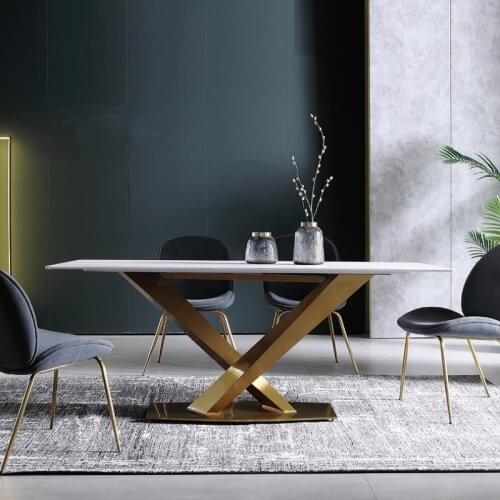 Italian Light Luxury Marble Dining Table European Nordic Small Apartment Combination Dining Table Chair Set