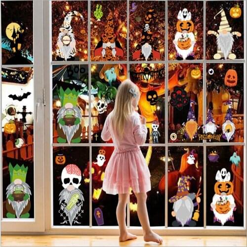 Creativity Pumpkin Ghost Dwarf Window Static Stickers Diy Happy Halloween Home Room Party Decoration