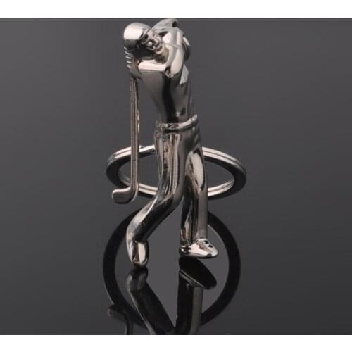 Metal Playing Golf Keychain Golf Souvenir Key Chain Ring Gift for Men
