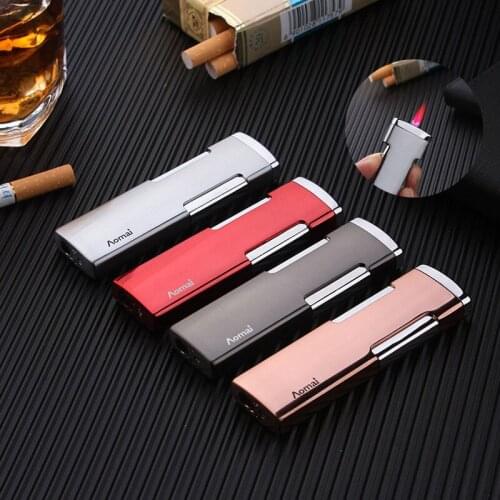 Metal Torch Turbo Lighter Cigar Cigarettes Jet Gas Butane Lighters 1300C Windproof Lighter Side Ignition Ultra Thin Gasoline