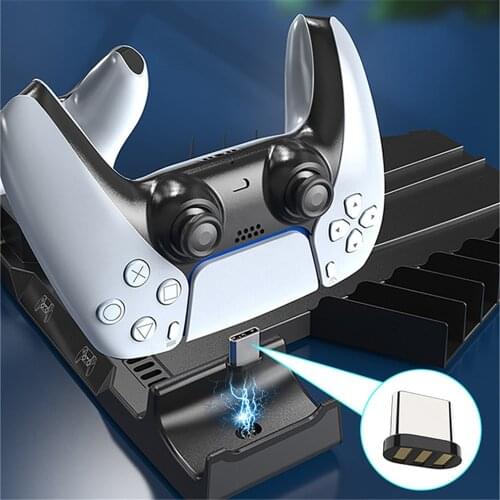 Multi-Functional Remote Controller Earphone Disc Storage Bracket Charging Dock Charger for PS5 Game Console Handle