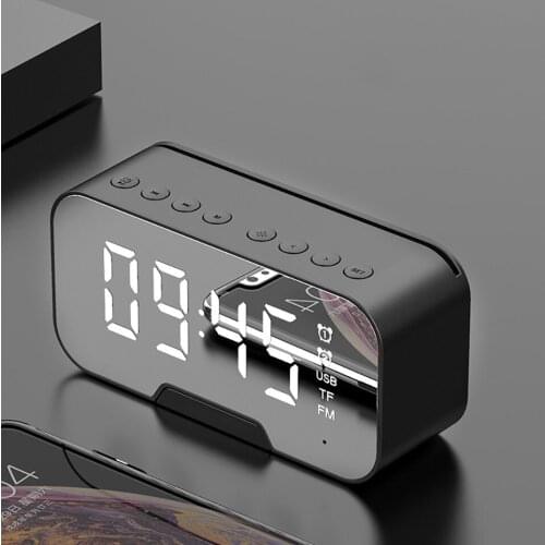 Multifunction Mirror Alarm Clock Bluetooth Speaker With FM Radio LED Mirror Snooze Wireless Subwoofer Music Player Table Clock