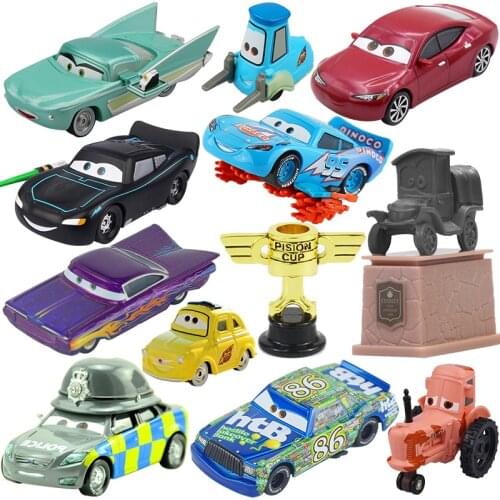 Disney Pixar Cars 2 Toy Piston Cup Stanley Statue Lightning McQueen Raymond Alloy Model Car 1:55 Metal Toys Vehicles Boy Gifts
