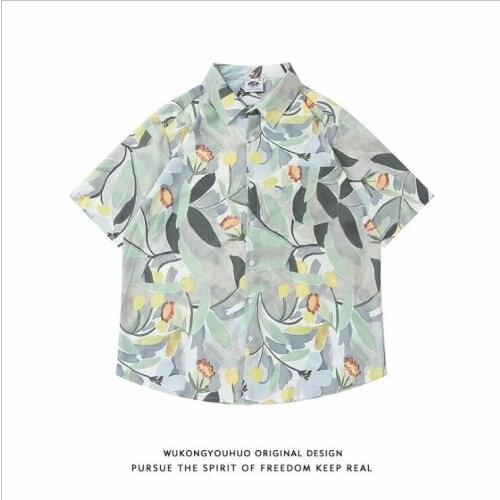 2021 Summer Shirt Mens Short Sleeve Retro Hong Kong Port Hong Kong Wind Brand Wind 11