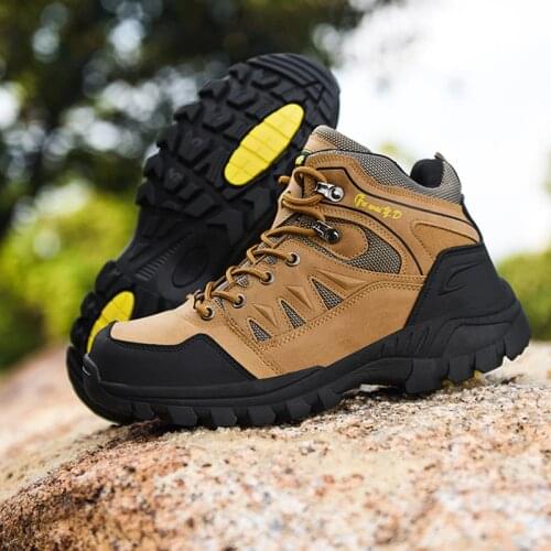 Mens Outdoor Hiking Boots Non-slip Rubber Rock Climbing Sneakers Waterproof Tactical Trekking Shoes Men Camping Boots Size 47