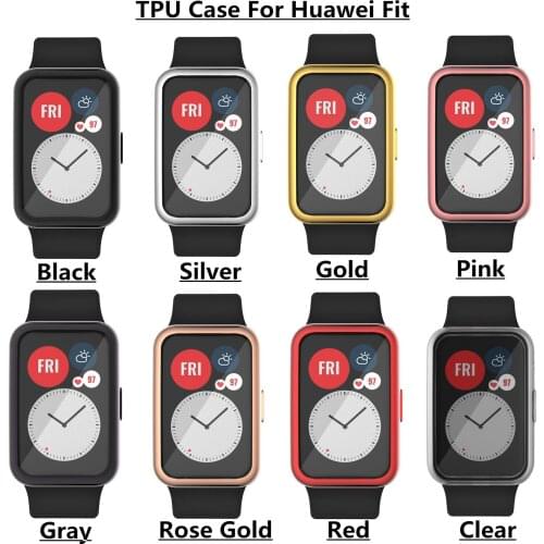 Soft TPU Case For HUAWEI Watch Fit Strap Plated All-Around Screen Protector Cover for Honor watch es Protector Full Cover Screen