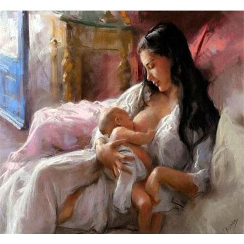 DIY Digital Painting By Numbers Package breastfeeding oil painting mural Kits Coloring Wall Art Picture Gift frameless