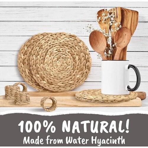 Hot Woven Placemats Set with Napkin Rings Round Table Placemats for Dining Table Heat Scratch Resistant Table Mats