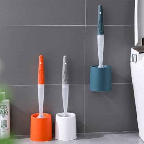 Silicone Toilet Brush Holder Set TPR Wall-Mount Floor-Standing Bathroom Cleaning Brush WC Soft Bristle Bathroom Accessories Sets