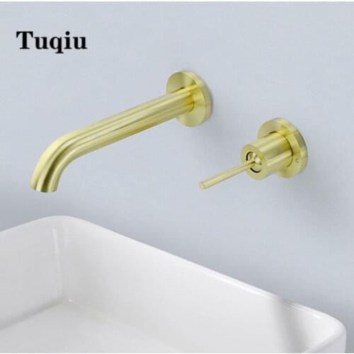Wall mounted Basin Faucet brush rose gold sink faucet water tap faucet In-wall brush gold chrome black sink faucet single lever