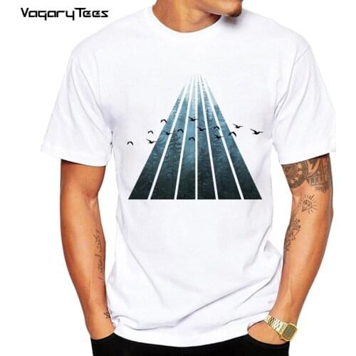 New Arrival Fashion Grunge Dripping Turquoise Misty Forest Print Men T-Shirt Geometric Misty Forest O-Neck Tops Hipster Tee