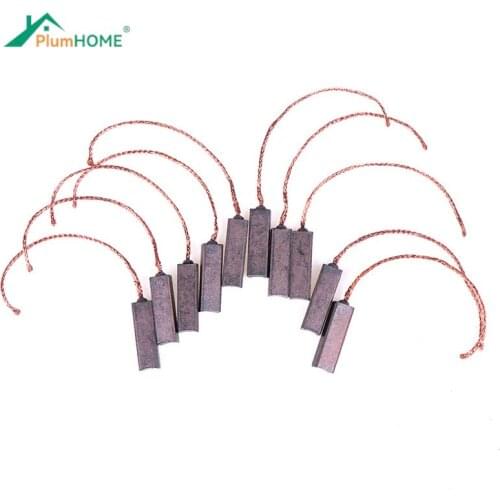 New 10Pcs Carbon Brushes Wire Leads Generator Generic Electric Motor Brush Replacement 4.5 x 6.5 x 20mm Wholesale