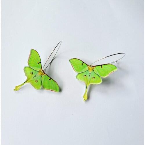 New Product Insect Moth Butterfly Earrings Acrylic Green Cute Wings Bow Fashion All-match Womens Earrings Jewelry Wholesale