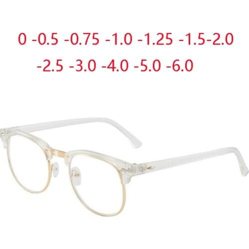 Vintage Rivets Half Frame Square Shortsighted Glasses 1.56 Aspherical Myopic Lens Prescription Eyeglasses 0 -0.5 -0.75 To -6.0