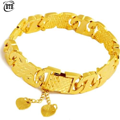 Wholesale Gold-plated Jewelry Woman Bracelet Real Gold Car Flower Peach Heart Pendant Fashion Bracelet Wedding Banquet Jewelry