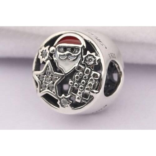 Authentic S925 Silver Bead Christmas Joy Charm Mixed Enamel Clear CZ Beads Crystalfit Lady Bracelet Bangle Jewelry