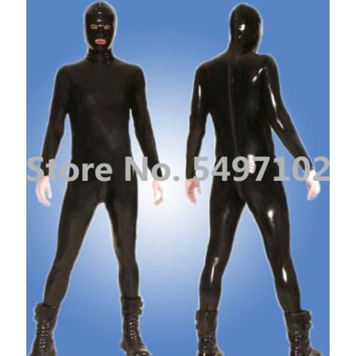 Full cover latex catsuit with attached socks and hood plus size custom made