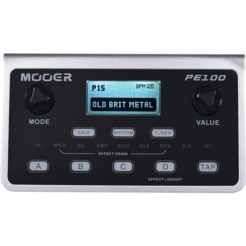 MOOER PE100 Portable Multi-effects Processor Guitar Effect Pedal 39 Effects 40 Drum Patterns 10 Metronome Tap Tempo Guitar Pedal