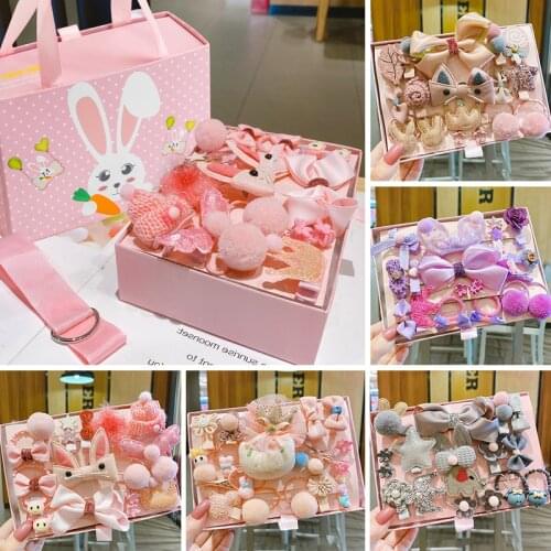 24pc Baby Girl Headband for Childrens Turban Darling Bows Kids Headwear Elastic Hair Bands Clips Hairpins Set Baby Accessories