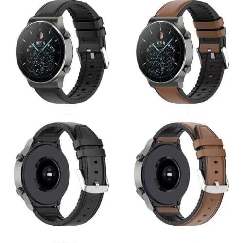 22mm Leather Band For HUAWEI Watch GT 2 Pro GT2 2e Strap For Samsung Galaxy Watch 46MM 3 Gear S3 Amazfit GTR 47mm Accessories