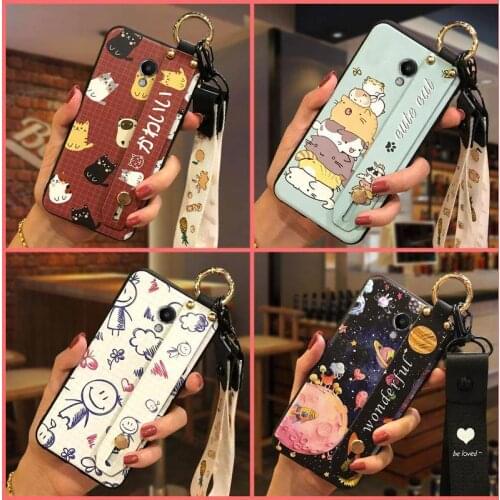 Wrist Strap Anti-dust Phone Case For Meizu M5 Durable Cover Kickstand Phone Holder For Girls