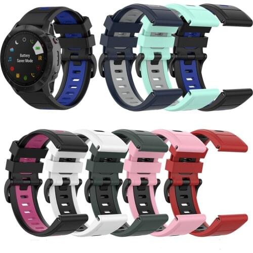 26mm Watchband for Garmin fenix 6X 5X Series Watch Silicone Two-colors Wristwatch Band Strap for Garmin Fenix 3/Hr