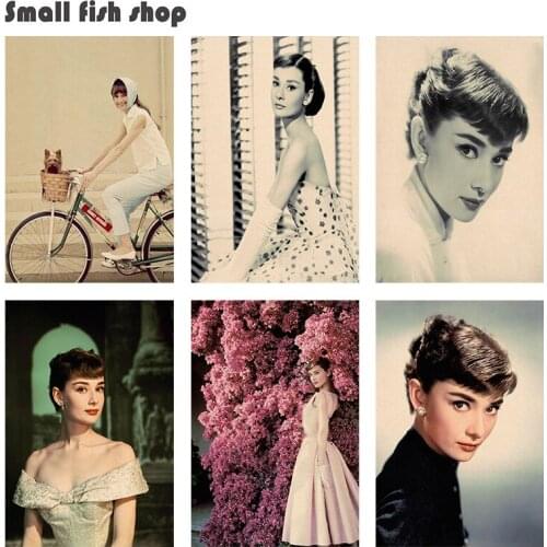 Audrey hepburn Home Furnishing decoration retro poster Kraft Movie Poster Drawing core Wall stickers