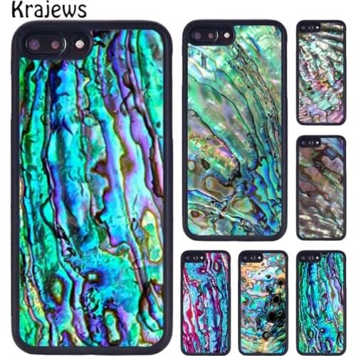 Krajews Paua Abalone Shell Rubber Phone Case For iPhone X XR XS 11 12 Pro MAX 5 6 6S 7 8 Plus Samsung Galaxy S7edge S8 S9 S10