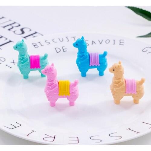4pcs/lot lovely Cute Cartoon Baby Alpaca Rubber Pencil Eraser Utiles Escolares Novedosos for School Material Escolar kawaii