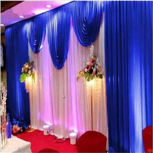 Luxury 3MX6M Wedding Backdrop with Royal blue Swag Wedding drape and curtain wedding party decoration supplies