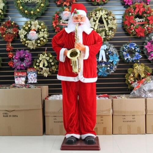Navidad Decorative Electric Blowing Saxophone Santa Claus Decoration Christmas Large Scene Layout Chrismas Cosplay