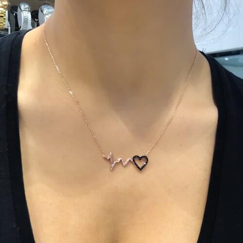 Heartbeat Love Ritmi Rosegold Silver Necklace