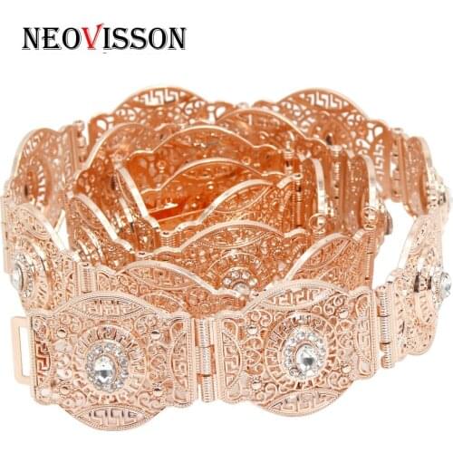 SUNSPICE-MS Rose gold color metal wedding belt for women Customize Algeria caftan waist chain full rhinestones adjustable length