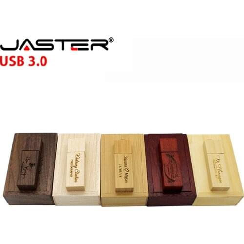 JASTER USB 3.0 Customized LOGO Wooden bamboo usb with box usb flash drive Memory stick pen drive pendrive 8GB 16GB 32GB 64GB