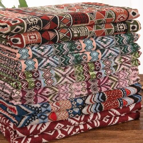 Thicken Yarn Dyed Bohemia Cotton Linen Home Decor Fabric Curtain Sofa Covers by the Meter