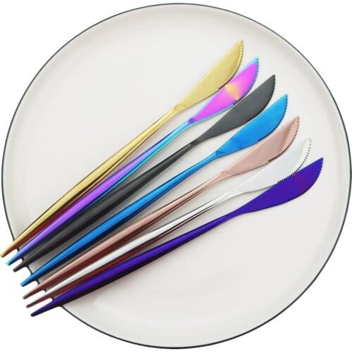 Dinner Knife Stainless Steel Rainbow Rose Gold Steak Knife Set Sharp Table Knives Restaurant Cutlery Home Party Dinnerware