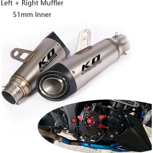 2 X 51mm Motorcycle Exhaust Tail Pipe Universal Muffler Pipe for Dirt Bike ATV Stainless Steel Escape No DB Killer Left + Right
