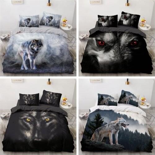 War Wolf Red Eye Bedding 3 Piece Family Bed Linen Set Teens Bedroom Decor Bed Cover Pillowcase Twin Single Full Queen King Size
