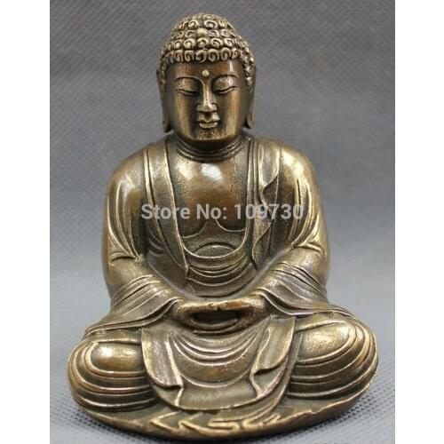 001884 Chinese Bronze Buddhist Folk Shakyamuni Tibet Joss Sakyamuni Buddha Set Statu