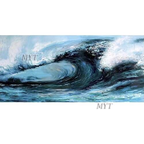 100% Hand-painted Abstract Sea Wave Textured Canvas Picture Oil Painting Wall Art Home Decoration Pieces Unframed Artwork