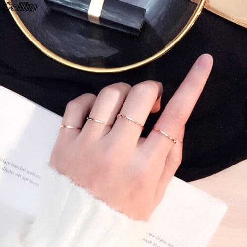 4 Colors Round Couple Ring For Women Thin Stainless Steel Wedding Finger Ring Simplicity Fashion Jewelry Bijoux 1mm Gifts