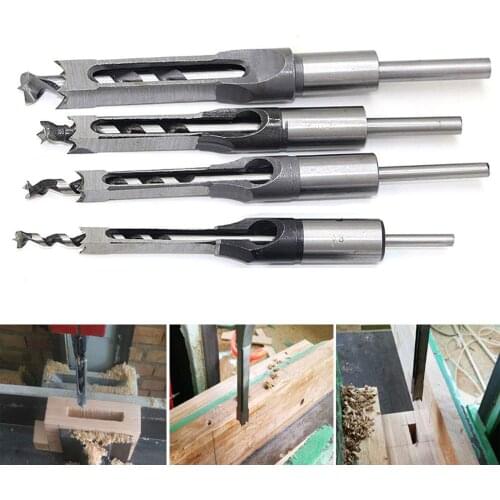 4pcs Woodworking Square Hole Drill Bits High Speed Steel Wood Mortise Chisel Bit Kit For Woodworking For Drilling Square Holes