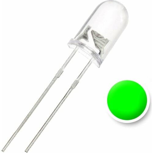 5MM Green Water Clear Lens LED Diode - Pack of 50