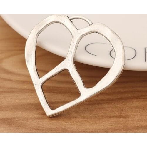 5 Pieces Tibetan Silver Large Hammered Open Heart Charms Pendants 2 Sided for Necklace Jewellery Making 47x46mm
