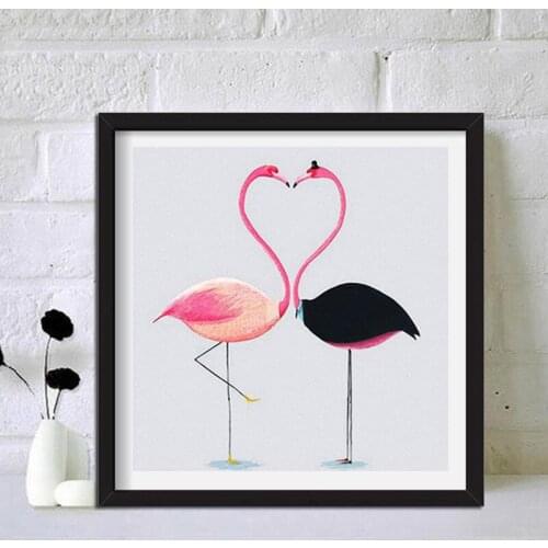 5D diamond painting needlework cross stitch kits printed fabric 11ct pink two flamingo daughter room decoration painting