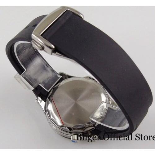 BLIGER High Quality 20mm Blue/Black Rubber Watch Strap with Steel Bracelet Clasp Fit 41mm BLIGER Men Watch