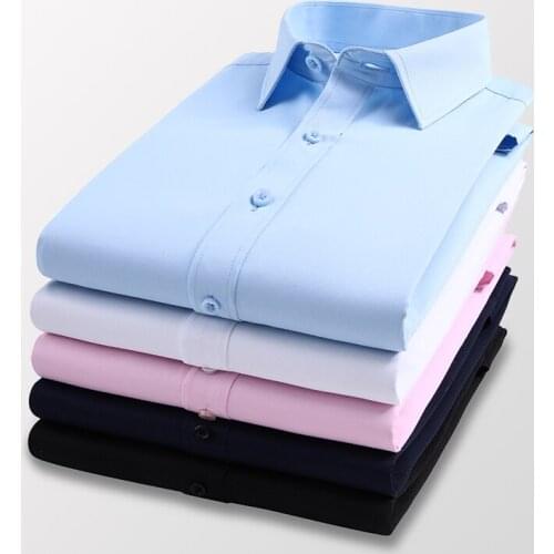 BROWON 2021 Summer Short Sleeve Shirt Men Korean Mens Button Up Shirt Business Solid Color Slim Casual Shirts Men Clothing
